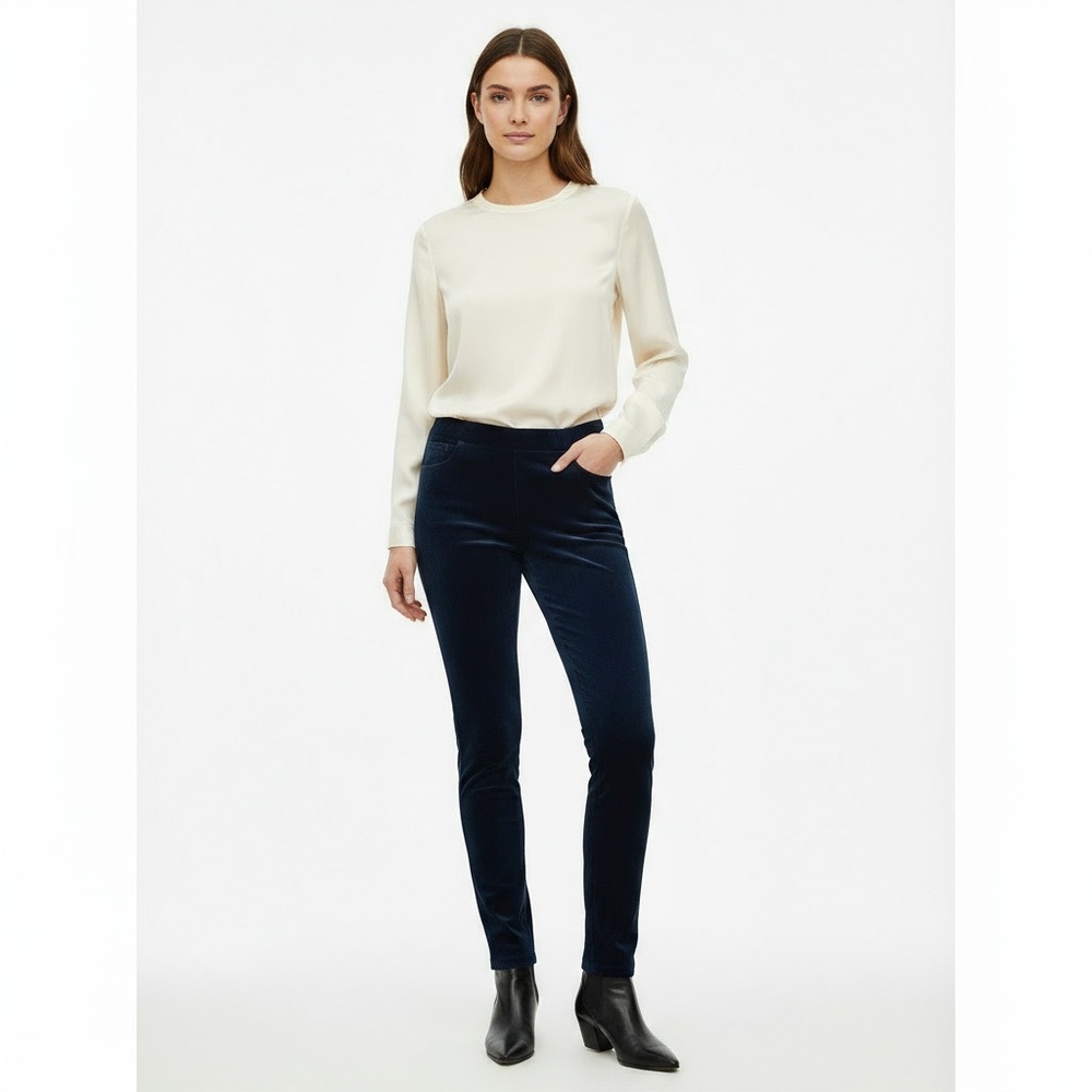 Rosemunde Copenhagen Skinny Pant Deep Blue Velvet Pull On Tapered Size 34 US 4